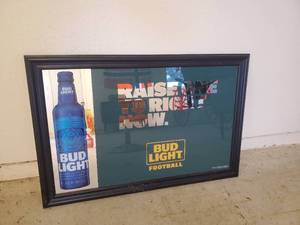 Large Bud Light Beer Mirror NDSU Yellow and Green Colors