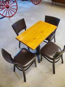 Solid Vintage Wood Topped Bar Tabel and 4 Chairs