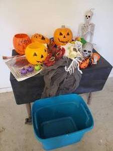Large lot of Halloween Dcor Lots of misc items and Tub