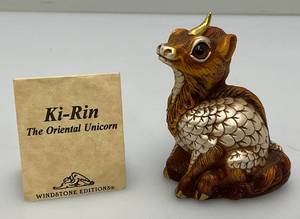 1997 Wind stone Editions Ki-Rin Oriental Baby Unicorn Figurine In Original Box 2 x 3