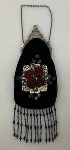 Vintage Victorian Style VelvetBeaded Coin Purse 3 x 6