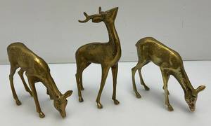 Misc. Vintage Collectible Brass Deer Tallest Is 6 34