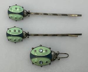 Vintage Rhinestone Lady Bug Hair pin And Clip Set