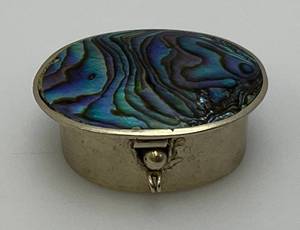 Vintage Alpaca Mexico Silver And Abalone Trinket Box 18.26 Grams overall 58 1 38 x 1 34