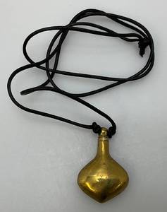 Vintage Genie Bottle Shaped Brass Perfume Bottle Necklace  1 12 x 2