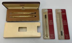 Vintage 10KT Gold Filled Cross Pen And Pencil Set In Original  Box With Extras