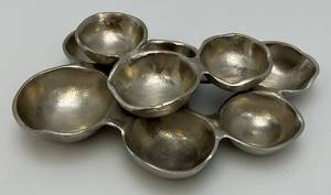 Vintage Zodax Los Angeles Silve Nickel Cluster Of Nine Round Serving Dishes 2 14 x 7 x 12