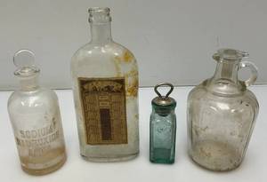 Antique Glass Bottles Some With Stoppers