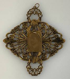 Vintage Art Deco Style Pendant With Mans Photo Very Ornate 2 14 x 2 12