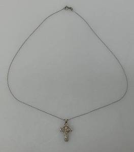 Vintage Ornate Sterling Silver Necklace And Cross (2.19) Grams