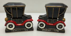 Pair Of Vintage Ceramic CHEVROLET 1913 Pen Holders 4 x 4 12