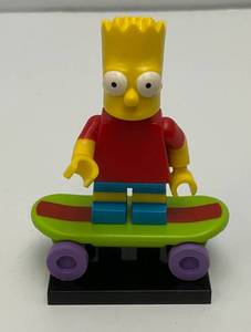 Collectible Hard To Get BART SIMPSON Genuine Lego Mini figure With Skateboard And Stand