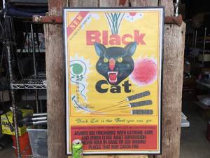 Framed BLACK CAT - Fireworks AdvertiserPoster 24 x 36
