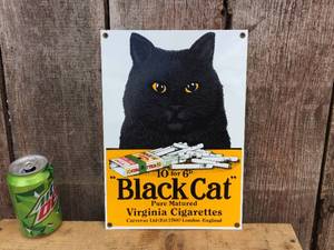 BLACK CAT - PorcelainMetal Advertiser Sign 9 x 12 34