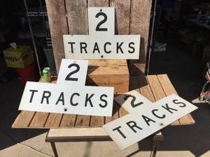 3 Vintage Railroad 2 Tracks Aluminum Signs 27 14 x 18
