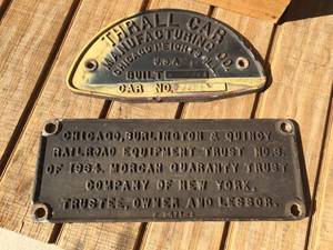 2 Vintage Railroad - Rail Car Builders Badges - Aluminum