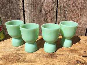 (4) GreenJadeite - Egg Cups