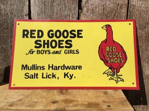 Vintage RED GOOSE SHOES - 17 12 x 10 Metal Sign