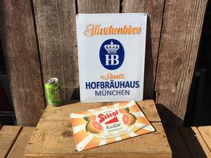 German - HOFBRAUHAUS  STIEGL - Embossed Tin Signs