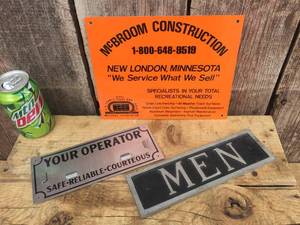 3 Collectable Metal Signs - MEN - Your Operator - McBroom Construction