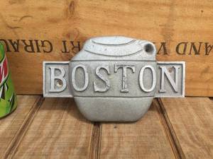 Vintage - BOSTON - Beans Pot - Aluminum Sign