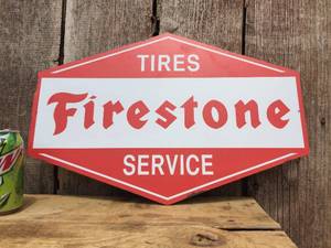 Old Look - Firestone Tire Service Sign - 19 12 x 13
