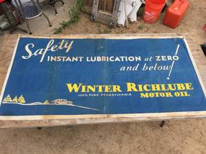 Fabulous 1930s-40s RICHLUBE MOTOR OIL - Advertiser BannerSign