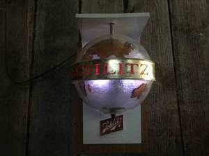 Wow Vintage SCHLITZ HangingRotating Lighted Globe - Works