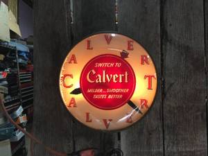 Beautiful 1950s CALVERT Whiskey - Lighted PAM Clock - Works