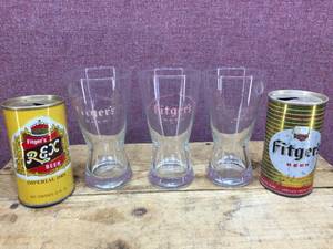 Vintage FITGERS Beer Cans  Glasses