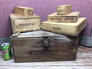 Antique STERLING DENTAL - Dental Engine KitPartsWooden Boxes