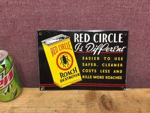 RED CIRCLE Roach Destroyer - Porcelain Sign 9 58 x 6 58