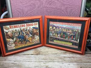 2 Vintage Framed Circus Posters RINGLING BROS - BARNUM  BAILEY