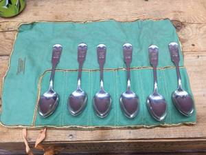 Set of 6 Brazil Silver Monogram S Tea Spoons