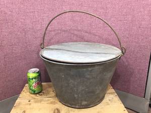 Vintage G.N.RY. Galvanized Hinged Lid - Railroad Can