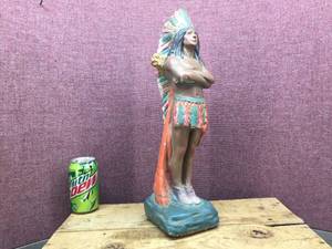 Vintage 18 Chalkware Native American Indian Statue