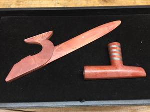 Native American Carved RedstoneCatlinite Pipe  Opener
