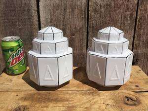 Vintage Pair DECO Glass Lamp Shades