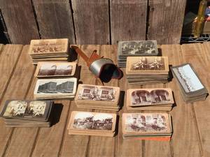 Antique U.P.A. 1903 Stereoscope with 100s of Stereoview Cards