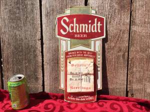 Vintage SCHMIDT Beer - Foil Calendar Sign wIntact Calendar 1984