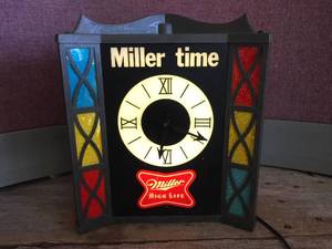 Vintage MILLER TIME - Lighted Clock - Works
