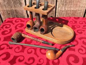 Vintage Tobacco Pipe Stand with Pipes
