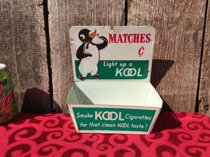 Vintage KOOL - Tin Wall Hanger Matches Holder
