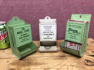 (3) Vintage Match Holders - Check Out The Phone Numbers