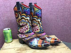 Colorful Rubber Cowboy Boots Sz 9