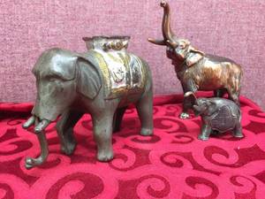 1910s A.C. Williams - Cast Mechanical Elephant Bank - With Herd