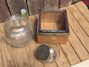 2 Vintage Glass Counter Jars  SUNSHINE - BISCUITS Counter Display