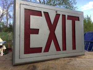Vintage EXIT Sign 13 x 8 34 x 4 Appears Usable