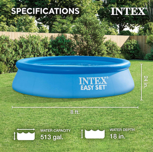 INTEX Easy Set 8 ft x 24in Above Ground Pool, Round Inflatable Swimming Pool, Pump Not Included #28106EH