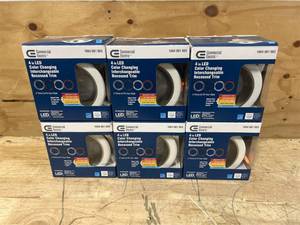 Commercial Electric Lot of 6- 4 in. Adjustable CCT Integrated LED Recessed Light Trim Can Light with 4 Trim Color Trim Options 1000 Lumens Dimmable